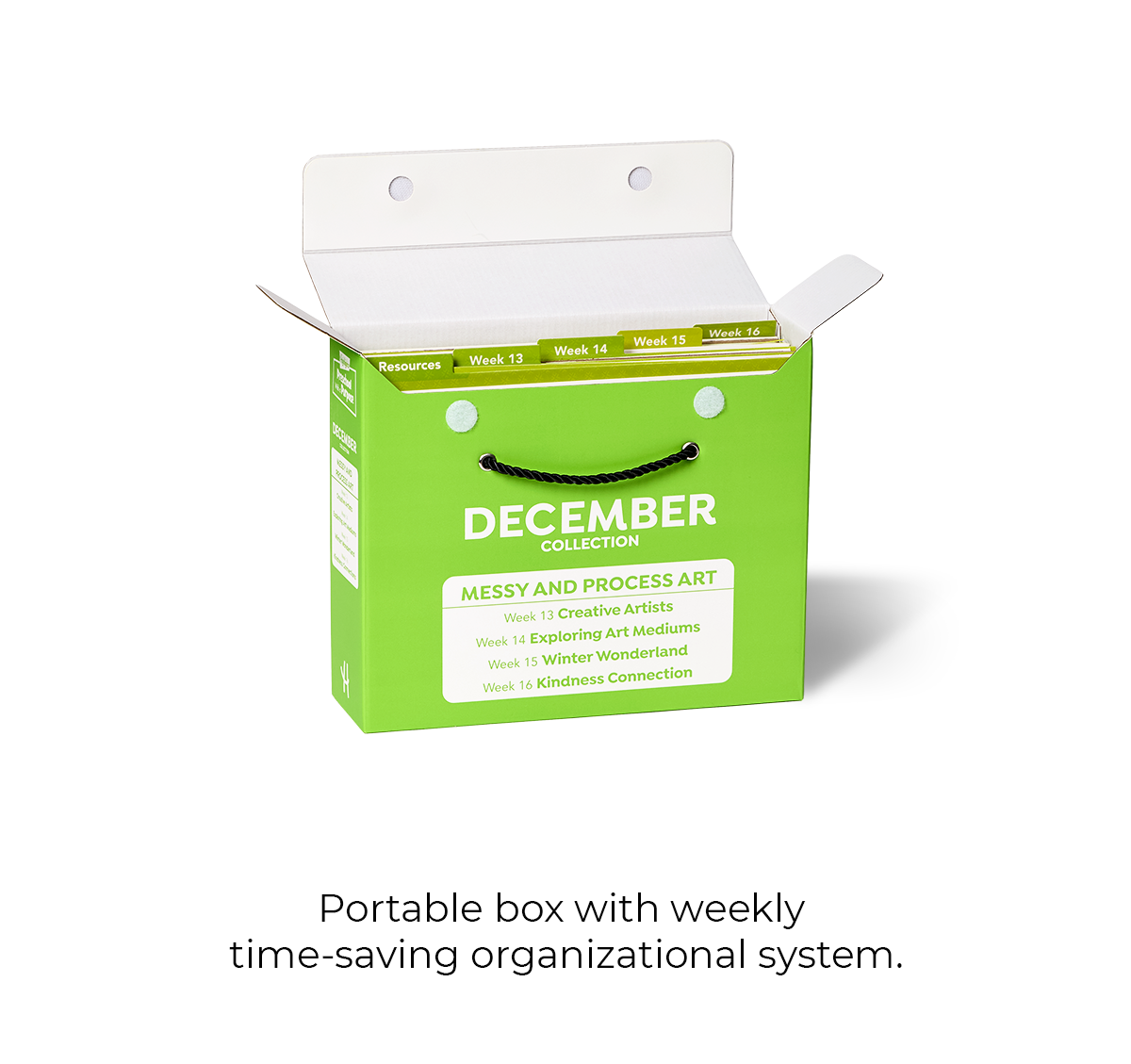 Green box labeled 'December Collection' on a white background