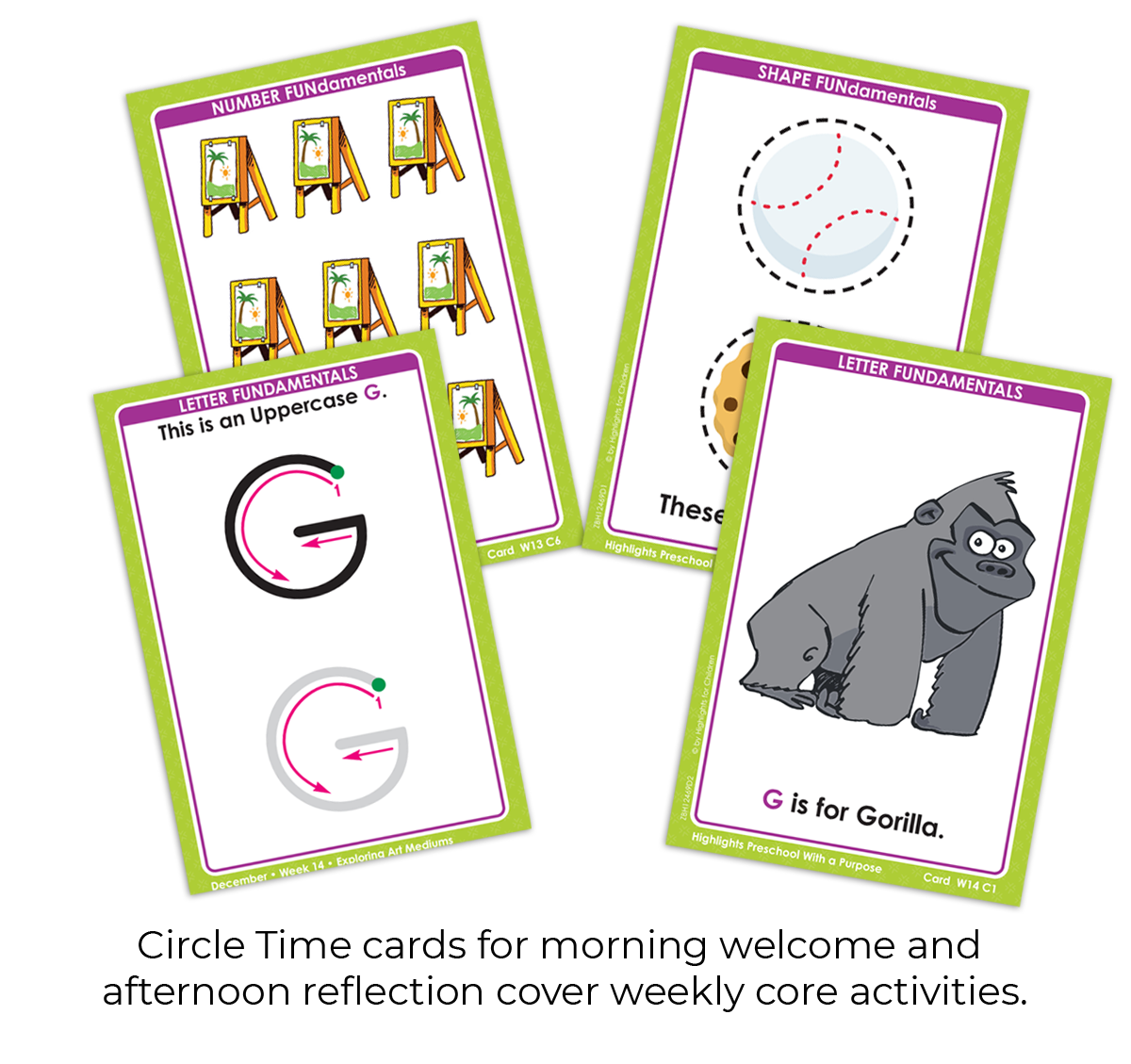 Educational cards with letters, shapes, and animals for children's learning activities.