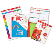 Overview of teacher resources, including planner, welcome guide, year at a glance calendar.