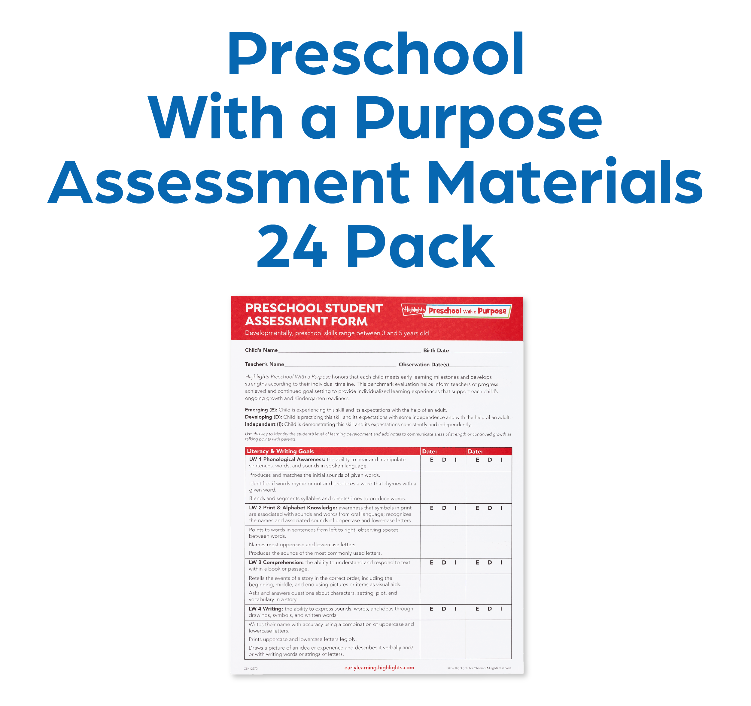Preschool With a Purpose Consumable Packs